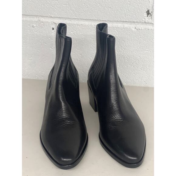 New Rag & Bone 6 36 Black Rover Leather Block Heel Point Toe Chelsea Ankle Boot - Picture 3 of 5